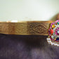 Flowered carving belt with pendant navaratna and pearl hanging