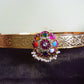 Flowered carving belt with pendant navaratna and pearl hanging