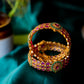 Matte Finish 3 layer ruby with flower mugappu KADA bangle #7A