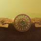 Gold finish flowered carving belt with pendant