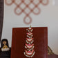 Semi Precious Kemp Tikka -  Multi Layered Half moon - Red & White