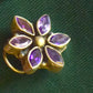 Silver finish large nose pin  -  TEAR drop flower - lavender(Pierced)