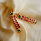 Matte Finish 2 layer square  Ruby stone  with flower mugappu  bangle #9B