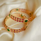 Matte Finish 2 layer square  Ruby stone  with flower mugappu  bangle #9B