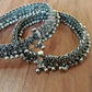 Silver Finish diamond type layered with muthu cluster ghunghroo anklet (PAIR)