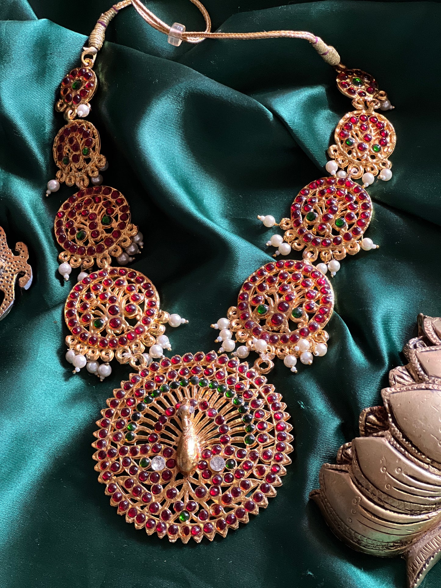 Kemp -  layered chakra with jumbo  peacock  Haaram