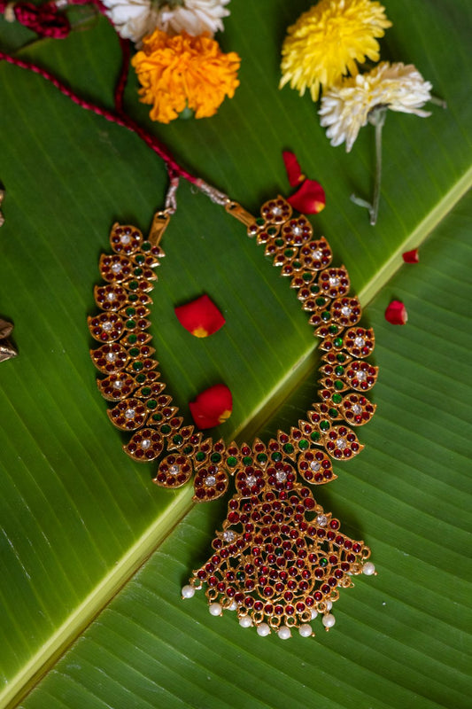 Imitation Kemp -  Mango motifs &  peacock pendant necklace #17
