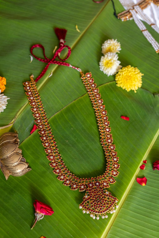 Kemp - Gold Finish  Mango motifs Jumbo peacock  pendant  HAARAM #19