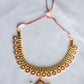 Imitation Kemp -Gold Finish  mango motifs chakram  pendant  with pearl hangings #36