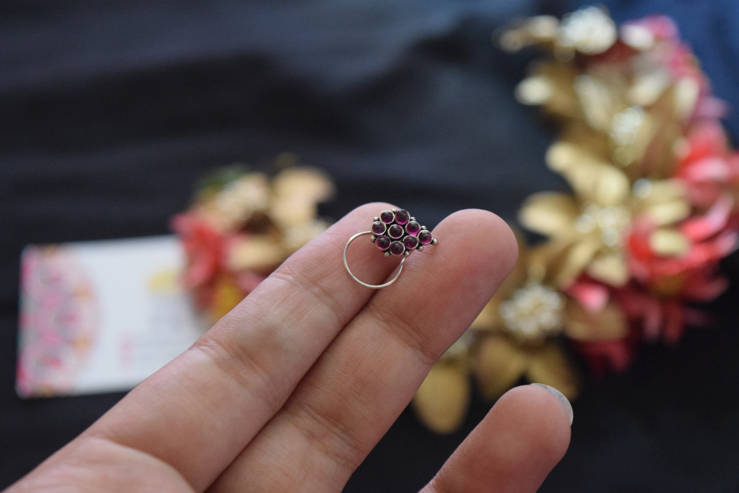 Silver finish tiny nose pin- grape bunch #2C