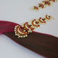 Semi Precious Kemp Tikka -  Multi Layered Half moon - Red & Green