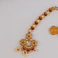 Gold Finish Tiny half moon Guttapusalu Tikka-Red & White