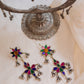 Gold Finish flower stud with hanging-12(A)
