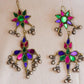 Gold Finish flower stud with hangings-12(B)