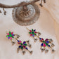 Gold Finish flower stud with hangings-12(B)