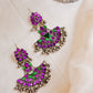Silver Finish half moon hook drop jumbo earrings-16(B)
