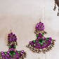 Silver Finish half moon hook drop jumbo earrings-16(B)