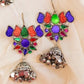 Silver Finish Lotus hook drop jhumkas-22(B)