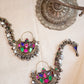 Silver Finish half moon chandbali with Maatal