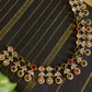Gold Finish Flower Necklace with Stud #10