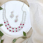 Silver Finish 2 Layer mid length Flower Necklace #21
