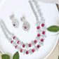 Silver Finish 2 Layer mid length Flower Necklace #21