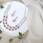 Silver Finish 2 Layer mid length Flower Necklace #21