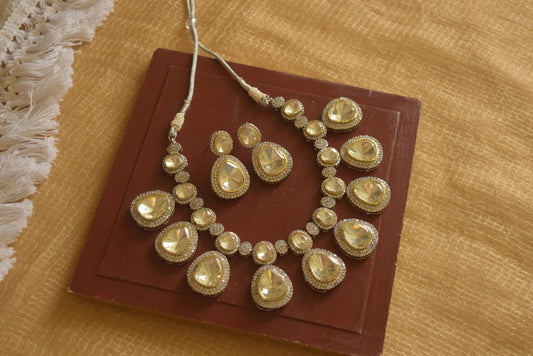 White Tear drop Kundan Necklace#33