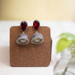 Oxidised Tear Drop Stone Stud Jhumka- Red
