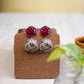 Oxidised Hexagon Stone Stud Jhumka- Wine