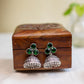 Oxidised Three Stone Jhumka- Dark Green-5(B)