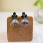 Oxidised Three Stone Jhumka- Dark Green-5(B)