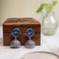 Oxidised Diamond Stone Stud Jhumka- Sea Blue