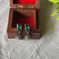 Oxidised Rectangle Stone Jhumka- Green 9(A)