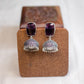 Oxidised Rectangle Stone Jhumka- Purple 9(B)