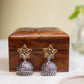 Oxidised Flower Stud Stone Jhumka - Golden 11(B)