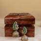 Dual Tone Peacock Stud Jhumka- Green 13A
