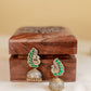 Dual Tone Peacock Stud Jhumka- Green 13A