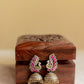 Dual Tone Peacock Stud Jhumka- Red 13B
