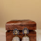 Dual Tone Peacock Feather Stud Jhumka- Navy Blue 13C