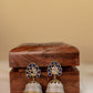 Dual Tone Peacock Feather Stud Jhumka- Navy Blue 13C