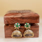 Dual Tone Flower Stud Jhumka- Green 13D