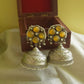 Silver Look Alike Statement Flower Jhumka - Yellow 15C