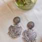 Silver Look Alike Twin Peacock Statement Chandbali