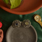 Oxidised Flower Stud With Mirror