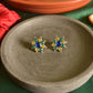 Oxidised Small Flower Stud-27E