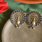 Oxidised Statement Peacock Stud-31D