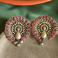 Oxidised Statement Peacock Stud-31E