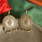 Silver Look Alike carved Peacock  Hook Drop  - Round