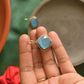 Oxidised Hook Drop  Square Stone-38E